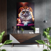 Cat King Brushed Aluminum Dibond Wall Art.